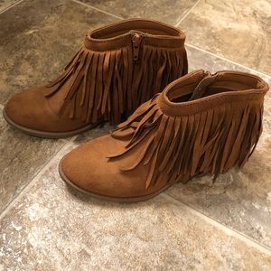 Fringe ankle booties